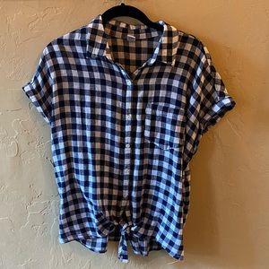 Old Navy Tied Plaid Blouse